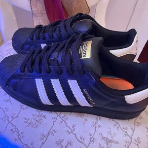 Adidas Superstar Black with White Stripes Men's Sneakers